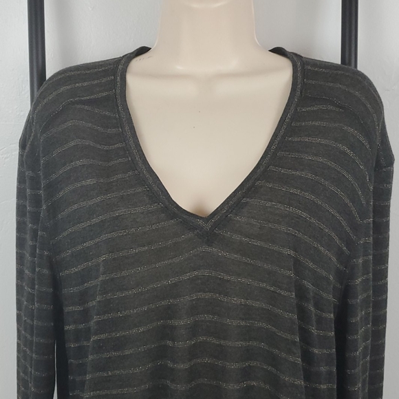 Rails Sami Charcoal Bronze Stripe top size L - Picture 2 of 11
